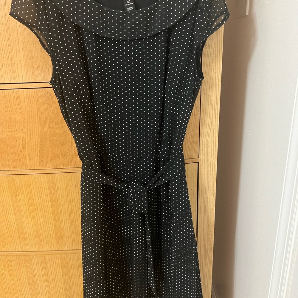 H&M Black Polka Dot Midi Dress